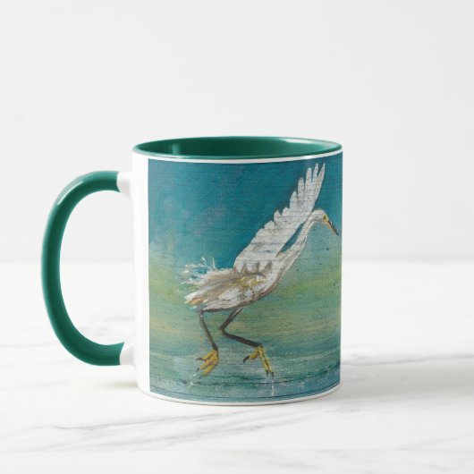 Egret Bird Ocean Aquamarin Art Tasse (Links)