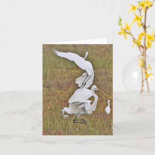 Egret Birds Wildlife Animals Wetlands Note Card Karte (Gelbe Blume)