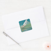 Egret Coastal Bird Ocean Lake Painting Quadratischer Aufkleber (Umschlag)