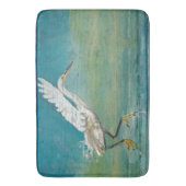 Egret Gorgeous Coastal Shorebird Water Beach Badematte (Vorderseite Vertikal)