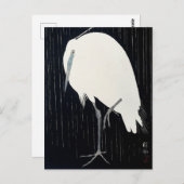 Egret in der Regenmalerei von Ohara Koson Postkarte (Vorne/Hinten)