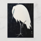 Egret in der Regenmalerei von Ohara Koson Postkarte (Vorderseite)