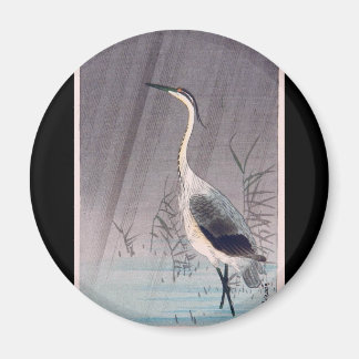 Egret in Rain von Seitei Watanabe 1851-1918 Magnet