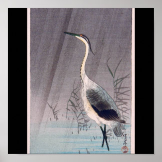 Egret in Rain von Seitei Watanabe 1851-1918 Poster