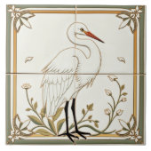 Egret - Kunsthandwerk Keramik Tile Fliese (Vorderseite)