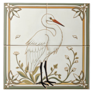 Egret - Kunsthandwerk Keramik Tile Fliese