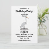 Egret Lucky Bird Birthday Party Einladung (Stehend Vorderseite)