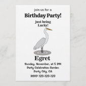 Egret Lucky Bird Birthday Party Einladung (Vorderseite)