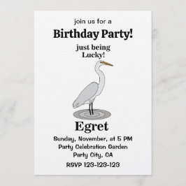 Egret Lucky Bird Birthday Party Einladung