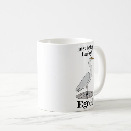 Egret Lucky Bird Kaffeetasse (VorderseiteRechts)