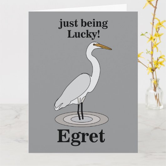 Egret Lucky Bird Karte (Gelbe Blume)