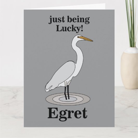 Egret Lucky Bird Karte (Vorderseite)
