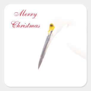 Egret Merry Christmas Quadratischer Aufkleber