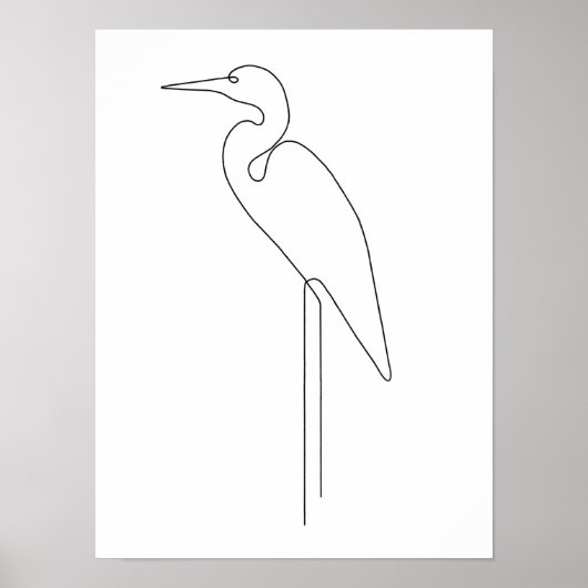 Egret Minimalistisch Bird Line Art Poster (Vorne)