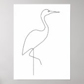 Egret Minimalistisch Bird Line Art Poster (Vorne)