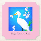 Egret mit Sakura Kirschblüten und Blue Sky Untersetzer (Vorderseite)