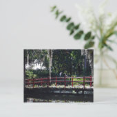 Egret on Red Bridge Postcard Postkarte (Stehend Vorderseite)