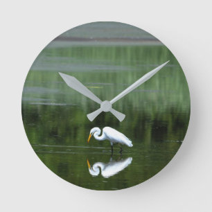 Egret Reflection Acrylic Wall Clock Runde Wanduhr