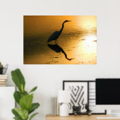 Egret Reflection bei Sunset Poster (Heimbüro)