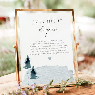 EGRET Rustik Schieferblau Late Night Windeln Spiel Poster