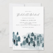 EGRET Rustikales blaues Winterpine Bachelorette Einladung (Vorderseite)