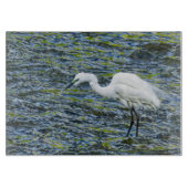 Egret Stork Blue Lake White Bird Schneidebrett (Vorderseite)