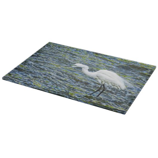 Egret Stork Blue Lake White Bird Schneidebrett (Ecke)