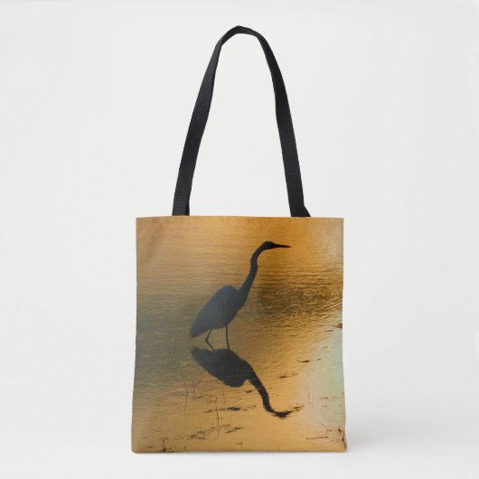 Egret Sunset Printed Tote Bag Tasche (Vorderseite)