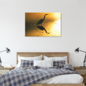 Egret Sunset Wrapped Canvas Print Leinwanddruck (Insitu (Schlafzimmer))