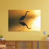 Egret Sunset Wrapped Canvas Print Leinwanddruck (Insitu (Wohnzimmer))