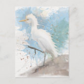 Egret Wasserfarbe Postkarte (Vorderseite)