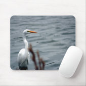 Egret (Weißheron), am Ufer stehend Mousepad (Mit Mouse)