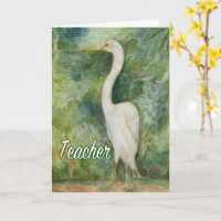 Egret white bird wilness Teacher Birthday Card