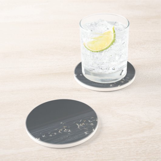 Egrets am Mitternachtsblau Getränkeuntersetzer (Seite)