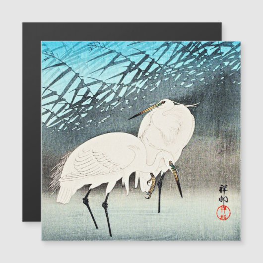 Egrets and Reeds, schöne Kunst von Ohara Koson Magnetkarte (Vorne/Hinten)