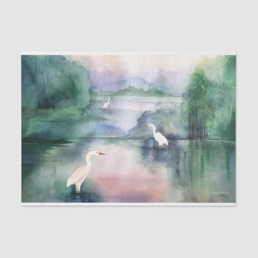 Egrets Aquarellpapier Seidenpapier (Vorderseite)