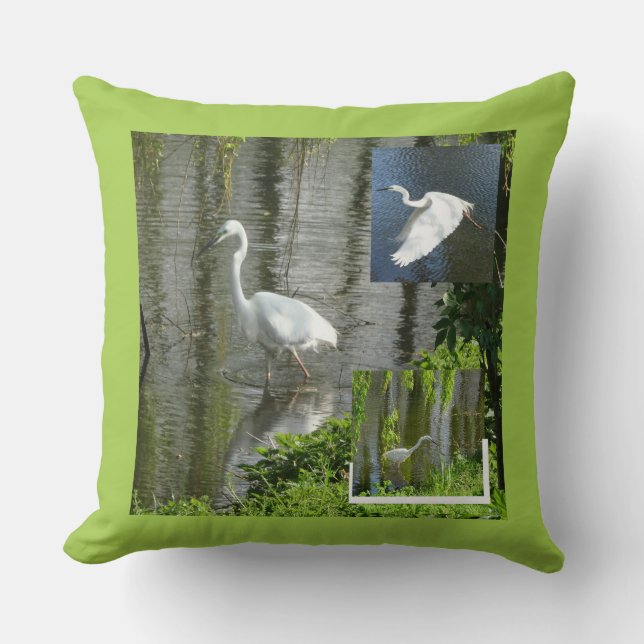 Egrets Foto Collage Throw Pillow Kissen (Vorderseite)