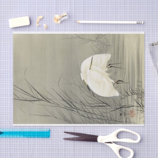 Egrets in Sumpf von Ohara Koson Seidenpapier (Handwerk)