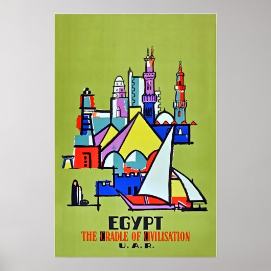 Egypt Art Travel Poster Egyptian Print (Vorne)