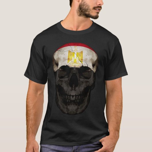 Egypt Flag Skull Egyptian Roots Proud Patriotic T-Shirt (Vorderseite)