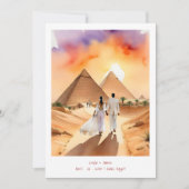 Egypt Pyramids Desert Wedding Couple Illustration Einladung (Vorderseite)
