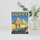 Egypt Pyramids Vintage Car Retro Postkarte (Stehend Vorderseite)