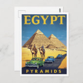 Egypt Pyramids Vintage Car Retro Postkarte (Vorne/Hinten)