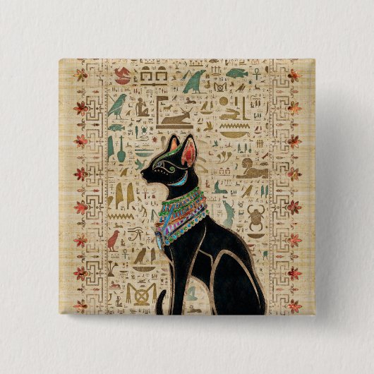 Egyptian Cat - Bastet on papyrus Button (Vorderseite)
