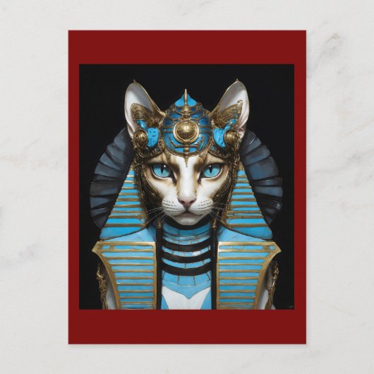 Egyptian cat pharaoh postkarte (Vorderseite)