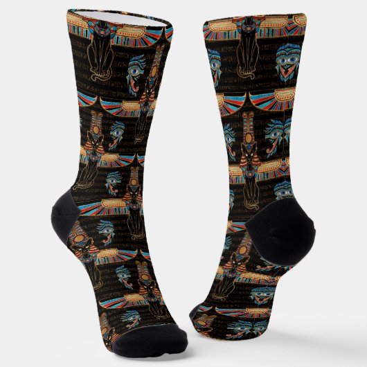 Egyptian Cats and Eye of Horus pattern Socken (Gewinkelt)