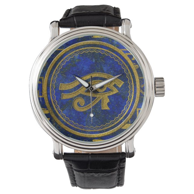 Egyptian Eye of Horus - Wadjet Lapis Lazuli Armbanduhr (Vorderseite)