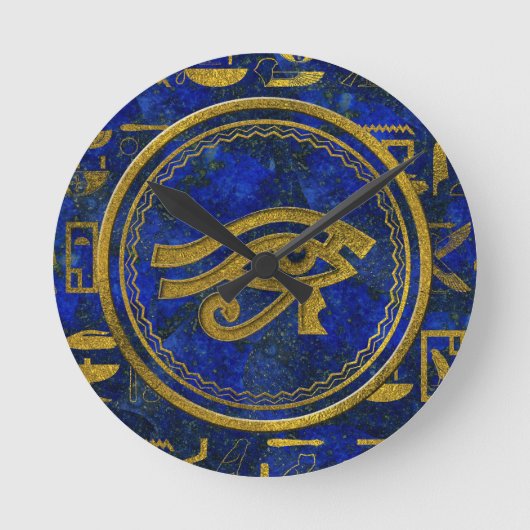 Egyptian Eye of Horus - Wadjet Lapis Lazuli Runde Wanduhr (Vorderseite)