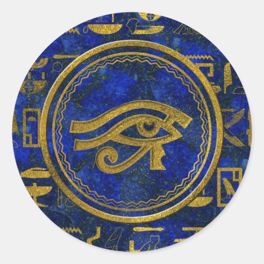 Egyptian Eye of Horus - Wadjet Lapis Lazuli Runder Aufkleber (Vorderseite)
