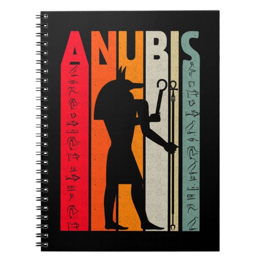 Egyptian God Anubis Retro Egypt Hieroglyphs Notizblock (Vorderseite)